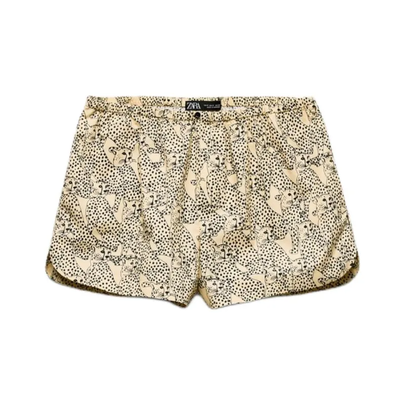 ZARA Casual Shorts Women's Beige Brown-0
