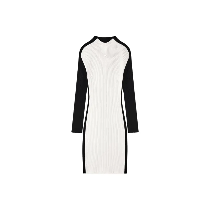 COURREGES Contrast frame Ribbed knit Mini Dress-0