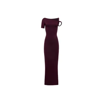 Khy DROP 004 Sueded Stretch Twist Maxi Dress Short Sleeved Dress Women's BLACK CHERRY/Black Cherry