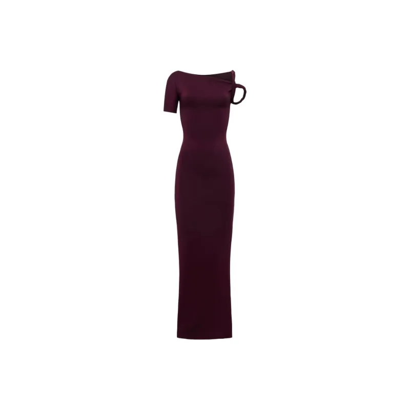 Khy DROP 004 Sueded Stretch Twist Maxi Dress Short Sleeved Dress Women's BLACK CHERRY/Black Cherry-0