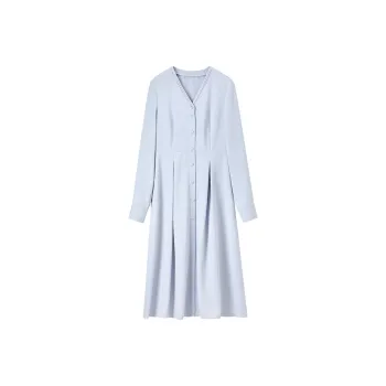SENTUBILA Long Sleeved Dresses Women's Light Gray Blue
