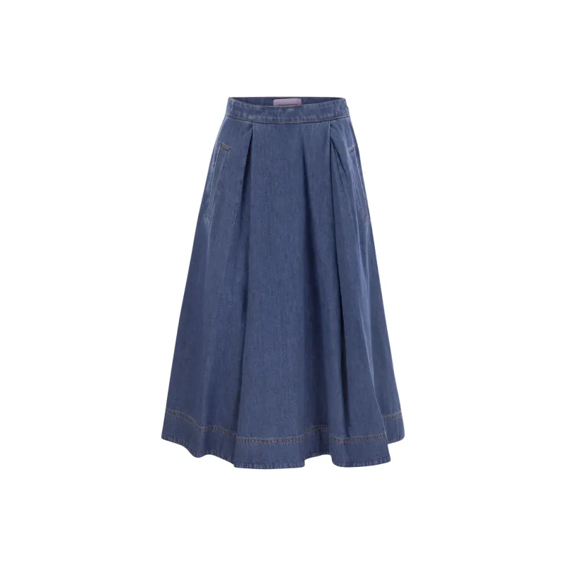 WEEKEND MaxMara Denim Long Skirt Women's Blue-0