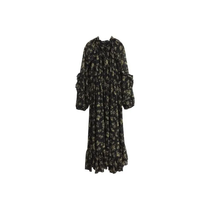 MOUSSY Long Sleeved Dresses Women's Pattern Black-0