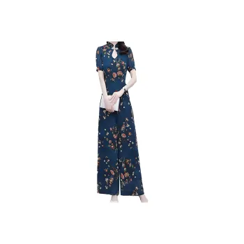 Mapping Jumpsuit Women's Blue Flower