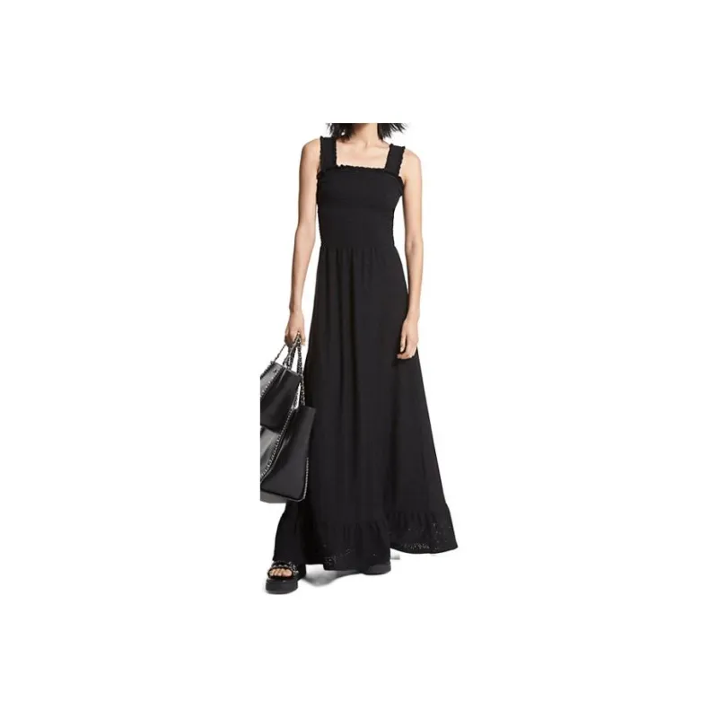 MICHAEL KORS Paisley Eyelet Smocked Woven Dress-0
