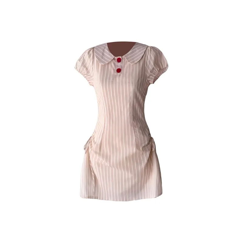 DOKZB Short Sleeved Dress Women's Pink-0