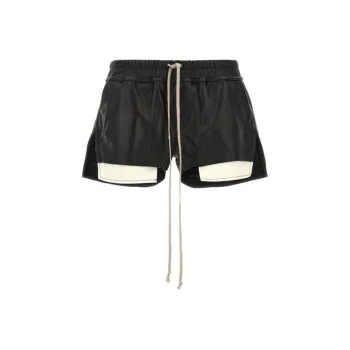 RICK OWENS Fog Drawstring Leather Shorts