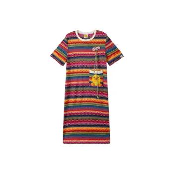 B.Duck Dress Women's Multicolor Red & Long