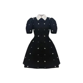 MING MA Short Sleeved Dresses Women's Black