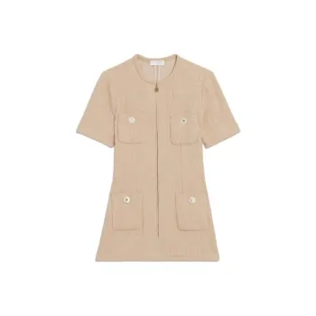 Sandro Short-Sleeved Dresses Women's Beige Yellow