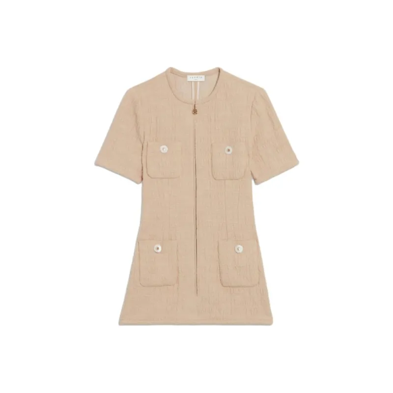 Sandro Short-Sleeved Dresses Women's Beige Yellow-0