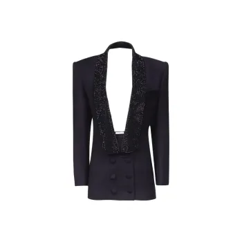 AREA Open-back Tuxedo Minidress