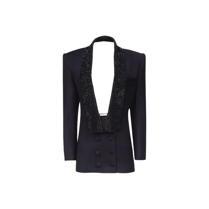 AREA Open-back Tuxedo Minidress-0
