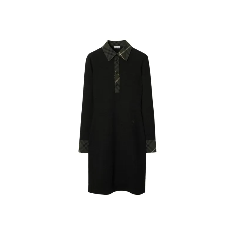 Burberry Logo Embroidered Knitted Polo Dress-0