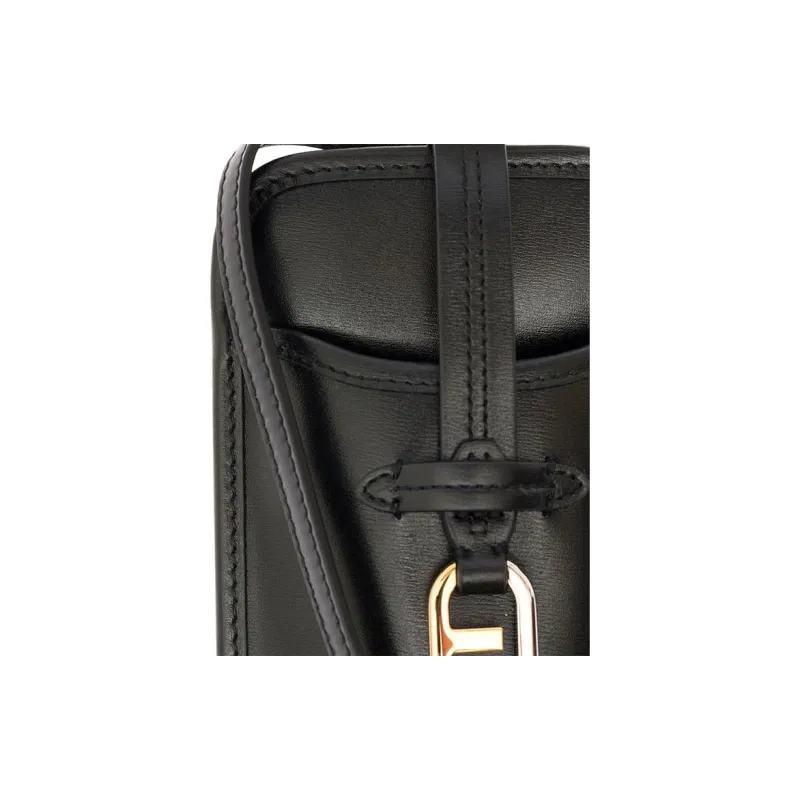 FENDI Cow Leather One Shoulder Crossbody Cell Phone Pouch Women's Black-3
