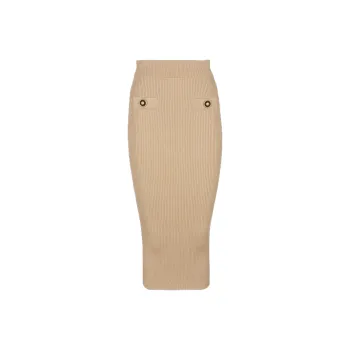 BALMAIN Button Detailed Ribbed Pencil Skirt