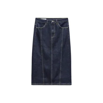 ZARA Trf Denim Long Skirts Women's Sea Blue