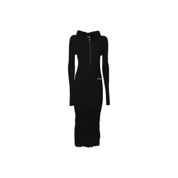JIL SANDER + Hooded Knit Midi Dreess