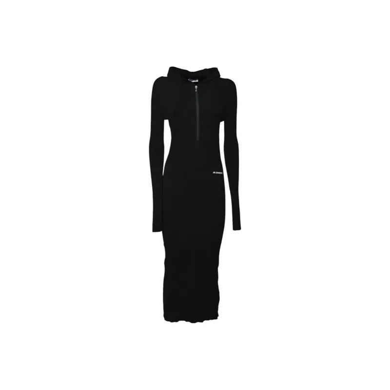 JIL SANDER + Hooded Knit Midi Dreess-0