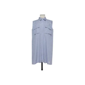Sacai Button Detailed Striped Sleeveless Dress