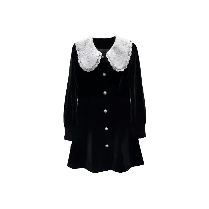Fan Yiyi Long-Sleeved Dresses Women's Black-0