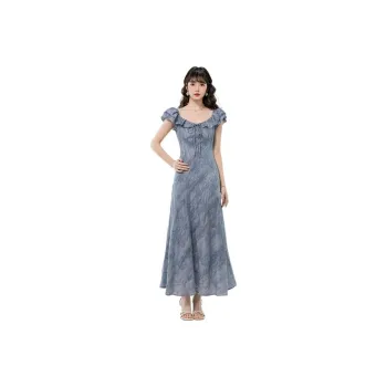 / Short Sleeved Dresses Women's Light Blue
