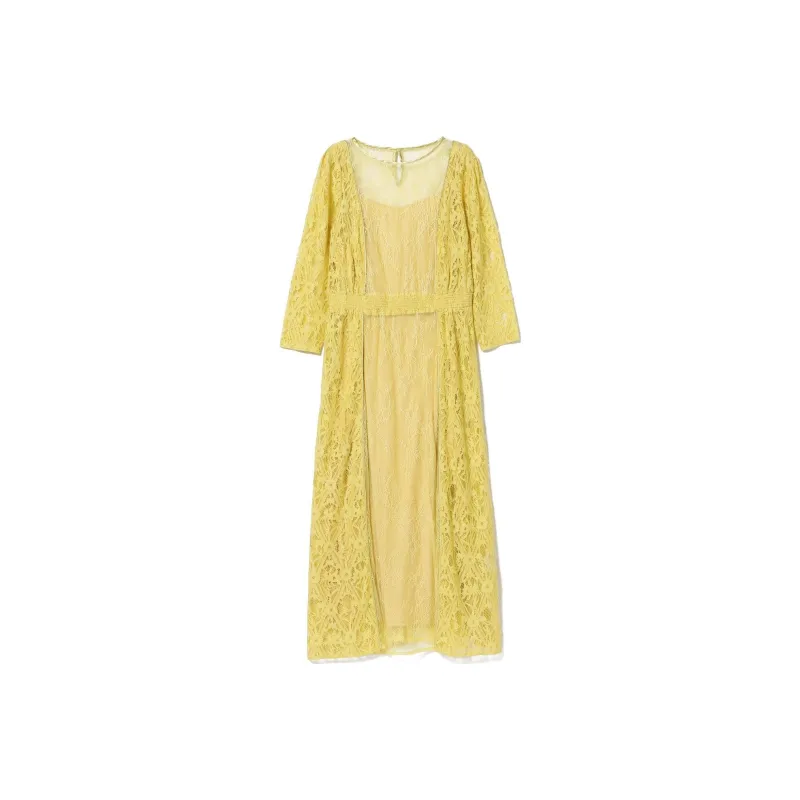Beams Long Sleeved Dresses Women's Yellow-0