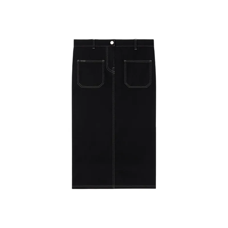 COURREGES Topstitched Denim Midi Skirt-0