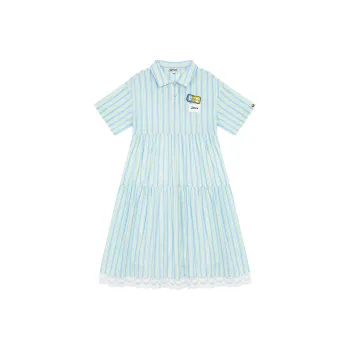 B.Duck Short Sleeved Dress Women's Blue White Stripes
