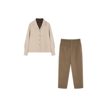 IHIMI Shirt Matching Set Women's Khaki+Coffee