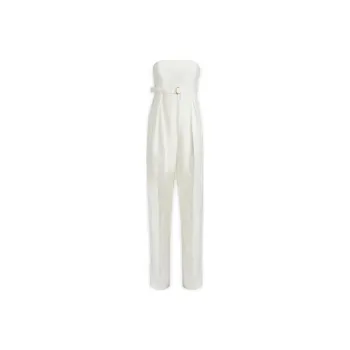 ALBERTA FERRETTI Belted Strapless Pleated Jumpsuit