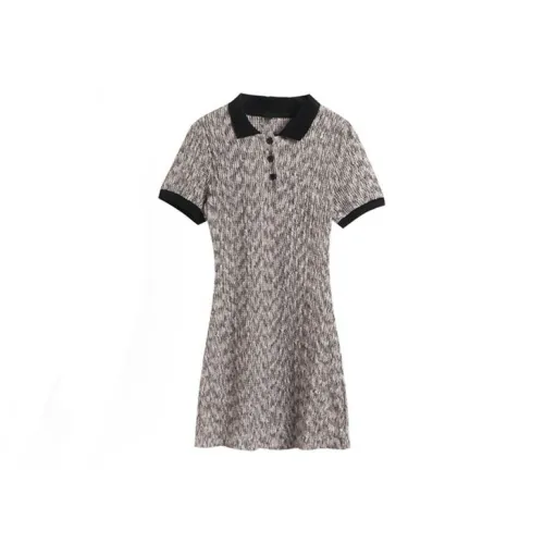 DOSOHEB Short Sleeved Dress Women's Gray Cropped