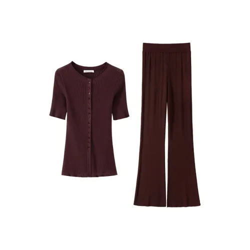 Roselingling Casual Suit Women's Cocoa Coffee