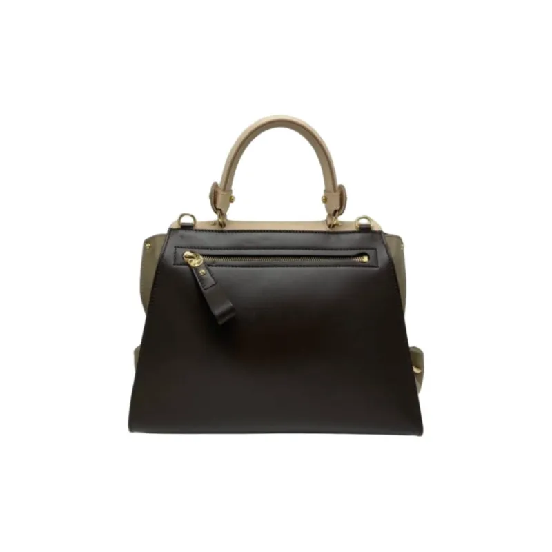 FERRAGAMO Leather Shoulder Bag, Crossbody Bag, Handbag Women's Beige & Black-3