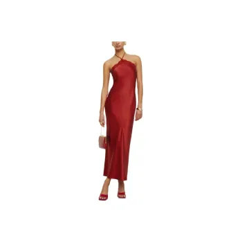 REFORMATION Aara Silk Dress Slip Dresses Women's Tomato Color