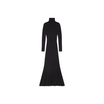 Balenciaga Ribbed Long Sleeve Dress