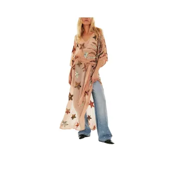 FREE PEOPLE Golden Era Kaftan Long-Sleeved Dresses Women's Star Rose