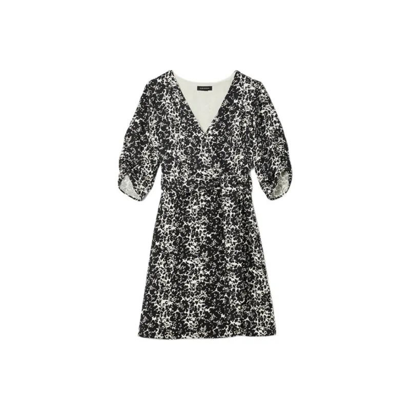 CLUB MONACO Short-Sleeved Dresses Women's Black And White Print-0