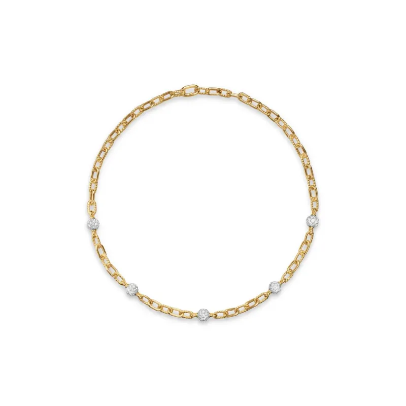 David Yurman 18kt Yellow Gold Dy Madison Beaded Diamond Necklace 6mm-1