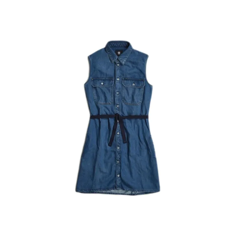 G-STAR RAW Sleeveless Dress Women's Medium Blue-0