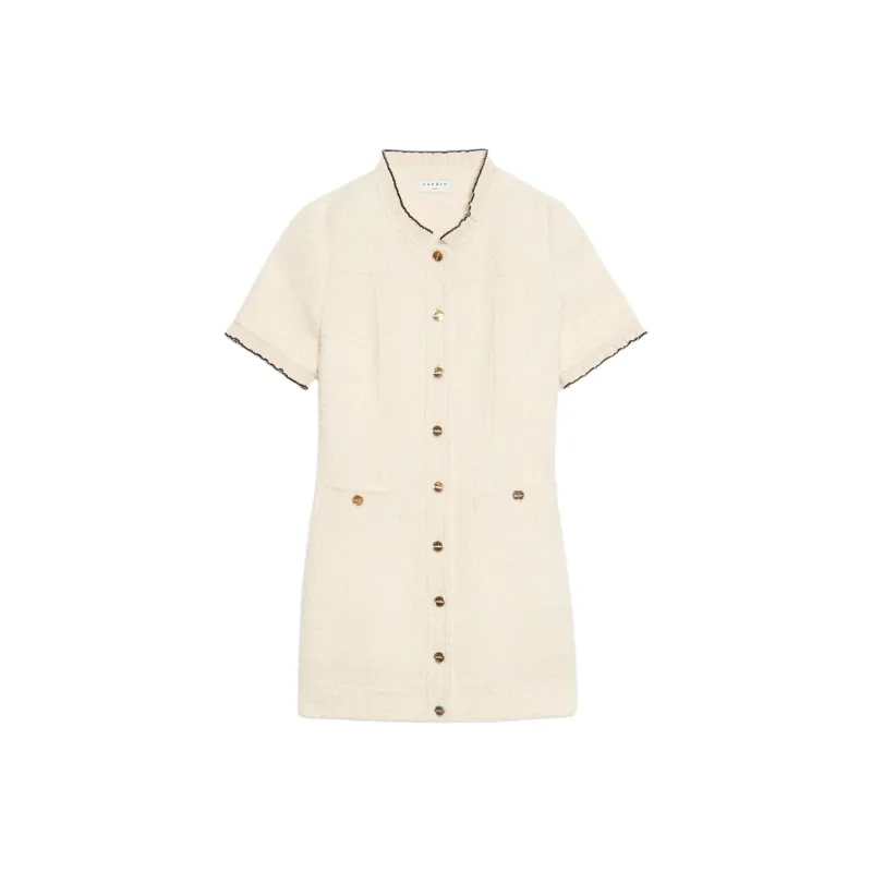Sandro Short Sleeved Dress Women's White-0