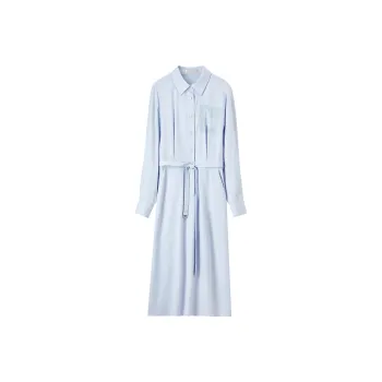 SENTUBILA Long Sleeved Dresses Women's Light Aqua Blue