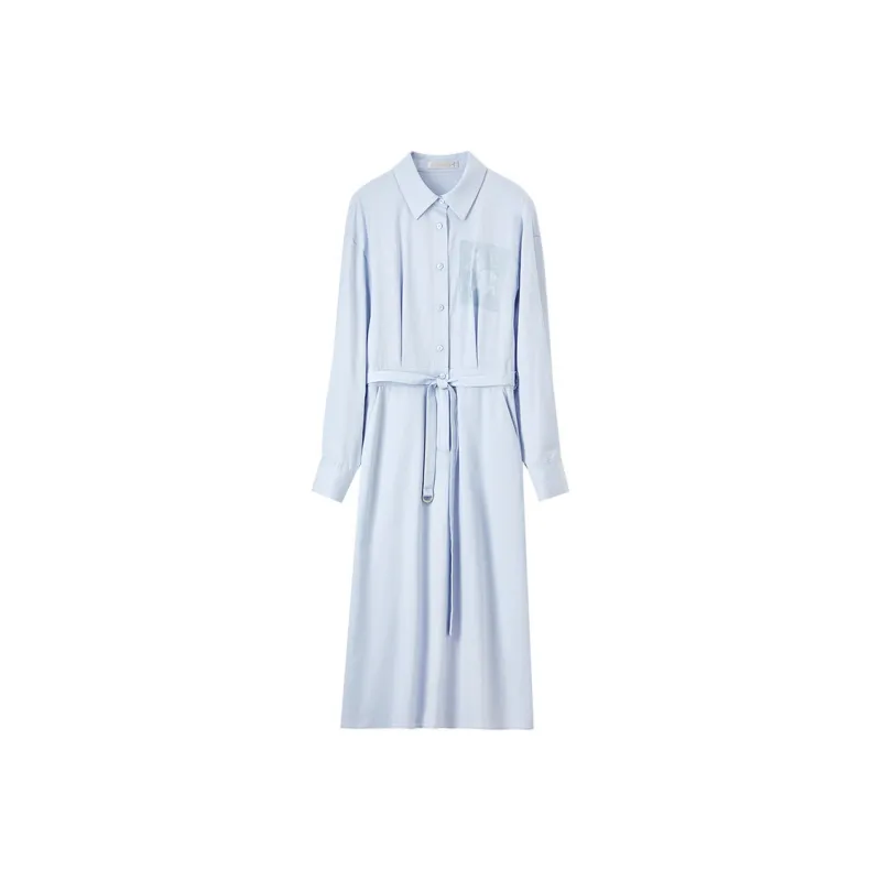 SENTUBILA Long-Sleeved Dresses Women's Light Aqua Blue-0