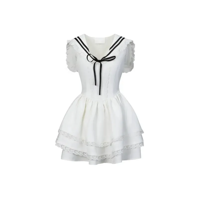 BDGU Short Sleeved Dress Women's White-0