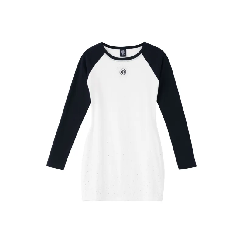 TCH Long Sleeved Dresses Women's White With Black Logo-0