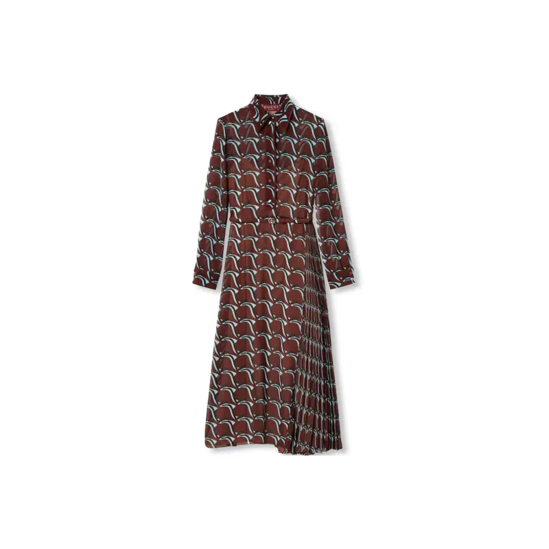 GUCCI Long-Sleeved Dresses Women's Brown-0