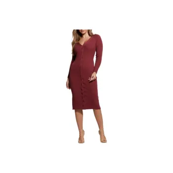 GUESS Long-Sleeved Dresses Women's Burgundy