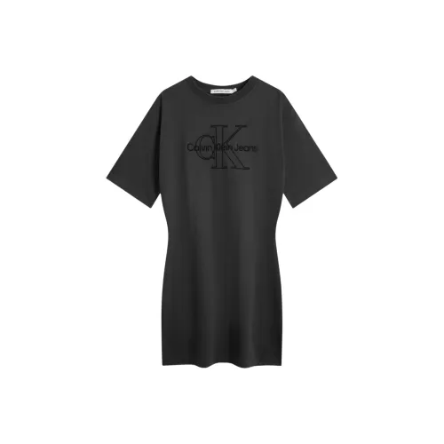 CALVIN KLEIN Short Sleeved Dress Women's Long Stone Gray