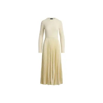 Polo Ralph Lauren Sweater-Bodice Long-Sleeve Dress Long-Sleeved Dresses Women's White