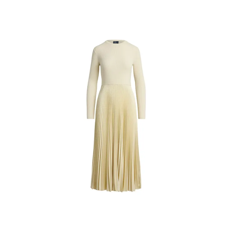 Polo Ralph Lauren Sweater-Bodice Long-Sleeve Dress Long-Sleeved Dresses Women's White-0